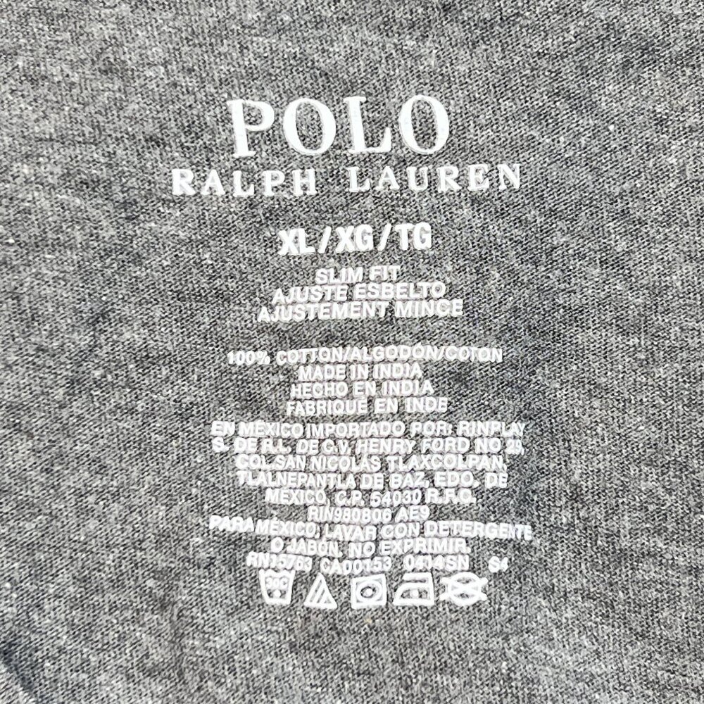 Polo Ralph Lauren Slim Fit V-Neck Cotton Tee in Marled Heather Gray Size XL - Picture 5 of 5